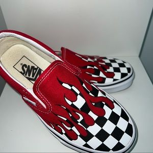 Red Flame Checkered Vans